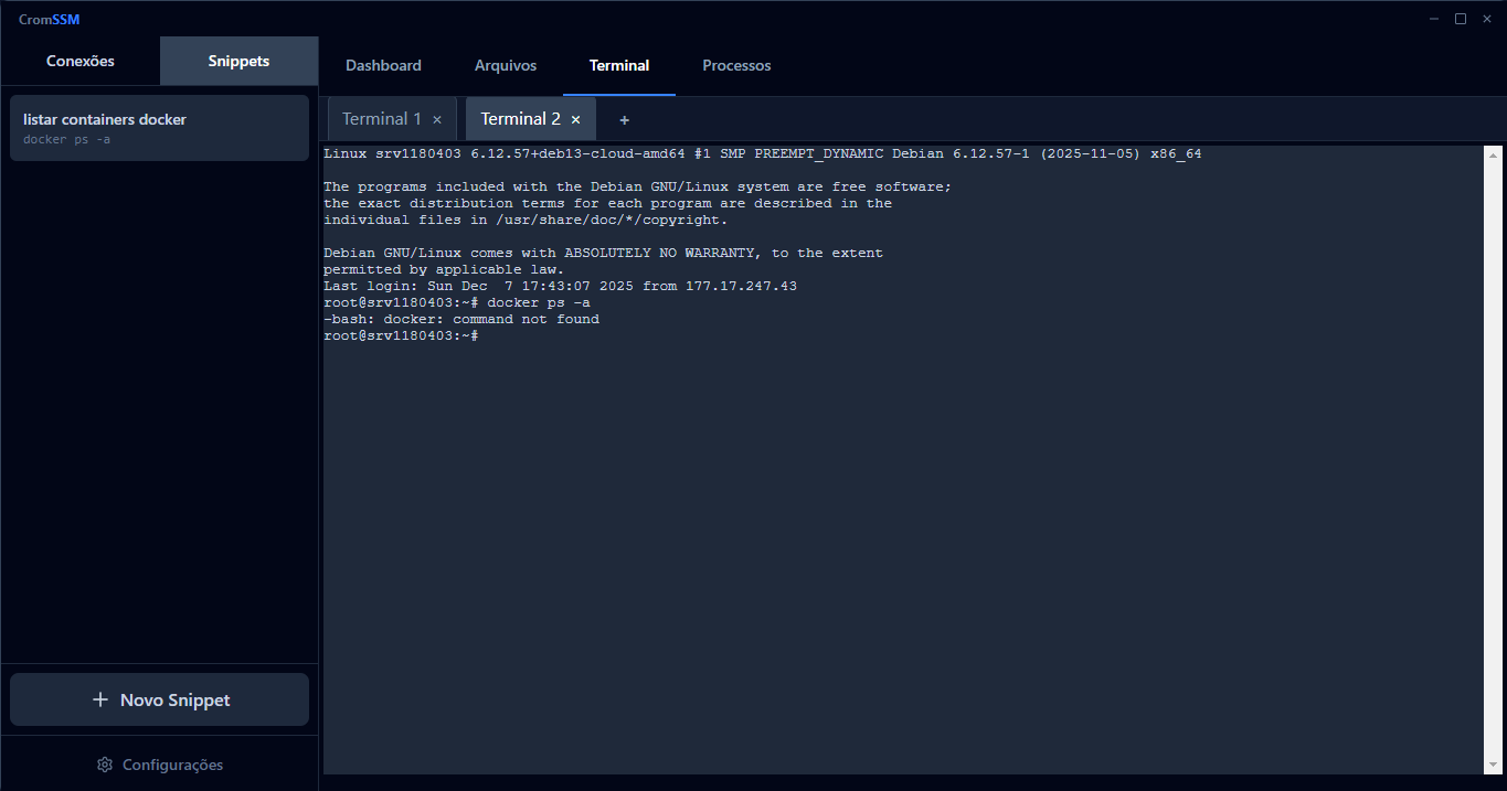 Screenshot do Crom-SSM
