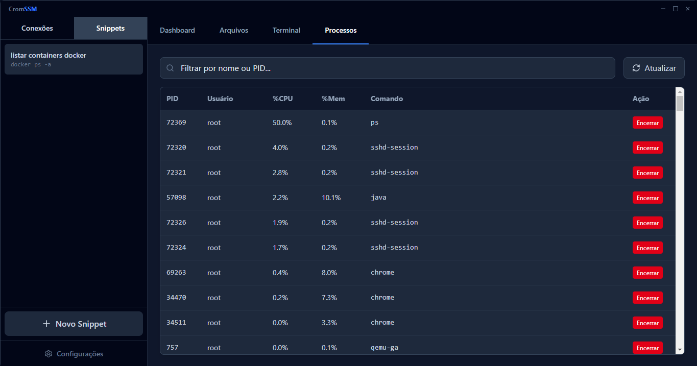 Screenshot do Crom-SSM